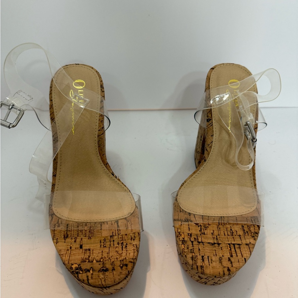 Women's Clear Strap Cork Wedge Sandals